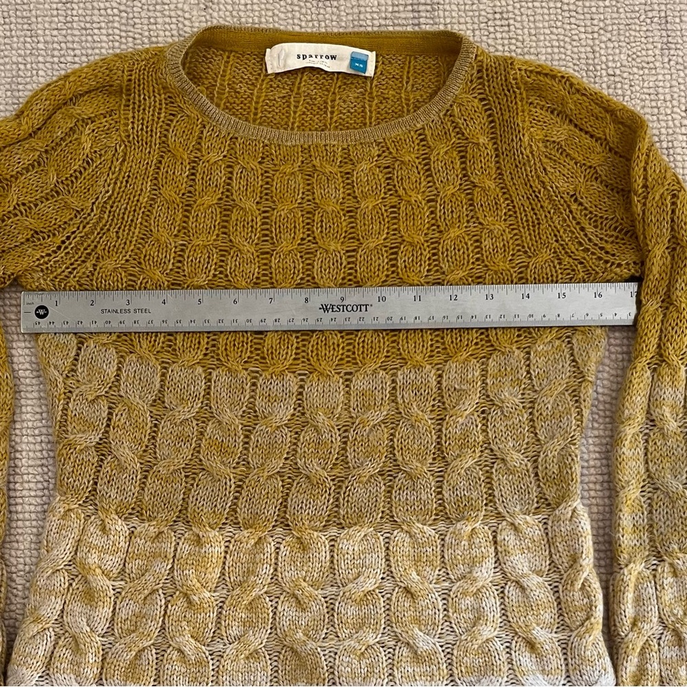 Anthropologie Sparrow Yellow Cream Ombré Cable Knit Sweater - Picture 8 of 8